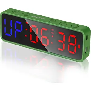 Portable Gym Timer, Fitness Timer Clock with Built-in Powerful Magnet, Large LED Digital Anti Vertigo Display, Home Gym Accessories Upgraded Workout Timer for Gym Home Garage Schools (Green)