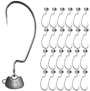 25 Pack Swing Weedless Ned Rig Jig Heads, Finesse Mushroom Shaky Jigheads 1/16 3/32 1/8 3/16 1/4oz for Bass Fishing