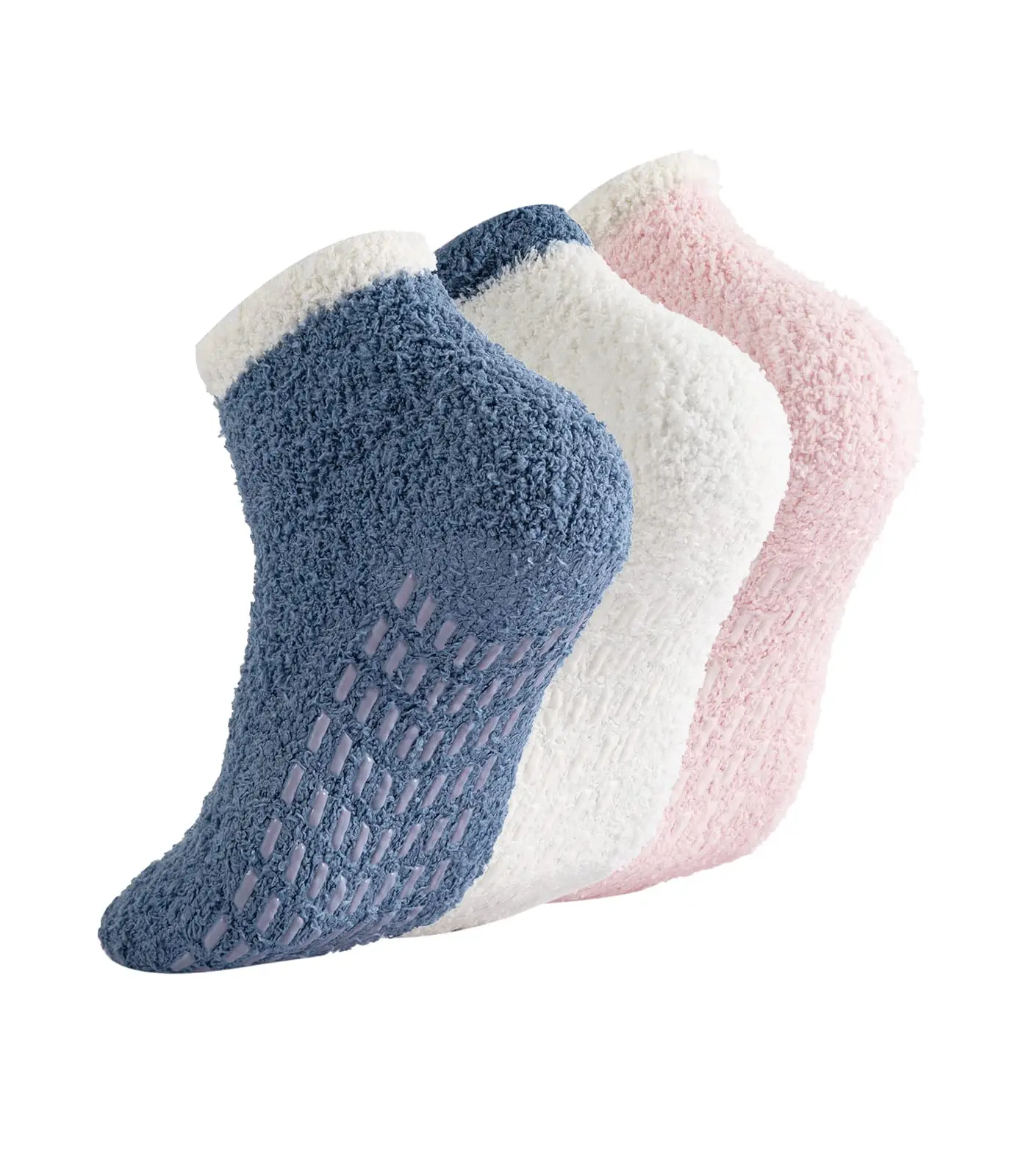 Women's Fuzzy Polyester-Spandex Athletic Non-Slip Hospital Socks with Dot Grips, Ideal Gift Item