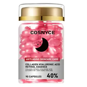 90 Capsules Collagen Essence, Hyaluronic Acid Vitamin a Glycerine 4-In-1 Serum, Unisex, Smooth & Comfortable, Cool Light Feel