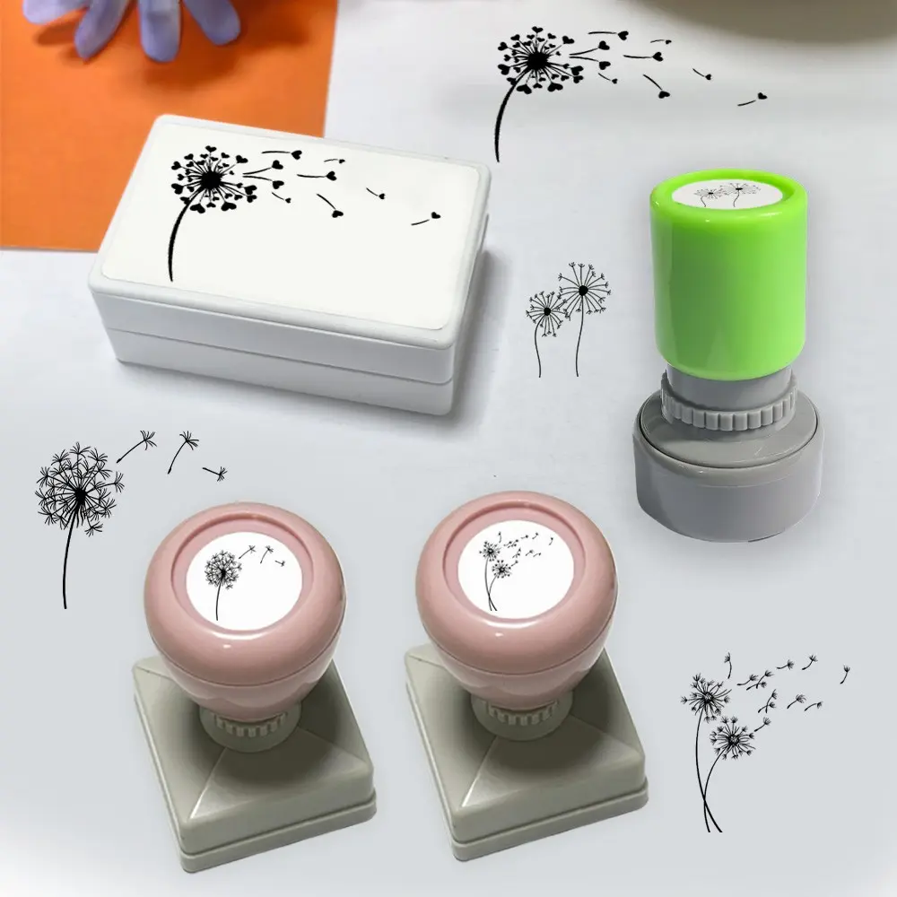 Dandelion Pattern Stamp Disappearing Time Beautiful Memory Diary Ink Stamps 4 Styles Automatic Ink Output Flower Shaped Stamp