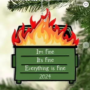 2024 Dumpster on Fire Ornament, Funny 2024 Dumpster Fine Christmas Ornament,  Best Friend Christmas, Xmas Gag Gift