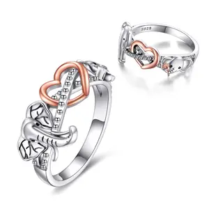 S925 sterling silver personalized elephant baby elephant mother and child ring is a must-have gift for any festival