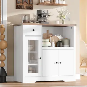 Kitchen Microwave Cabinet with Storage Buffet Sideboard  for Kitchen Dining, Living Room Hallway