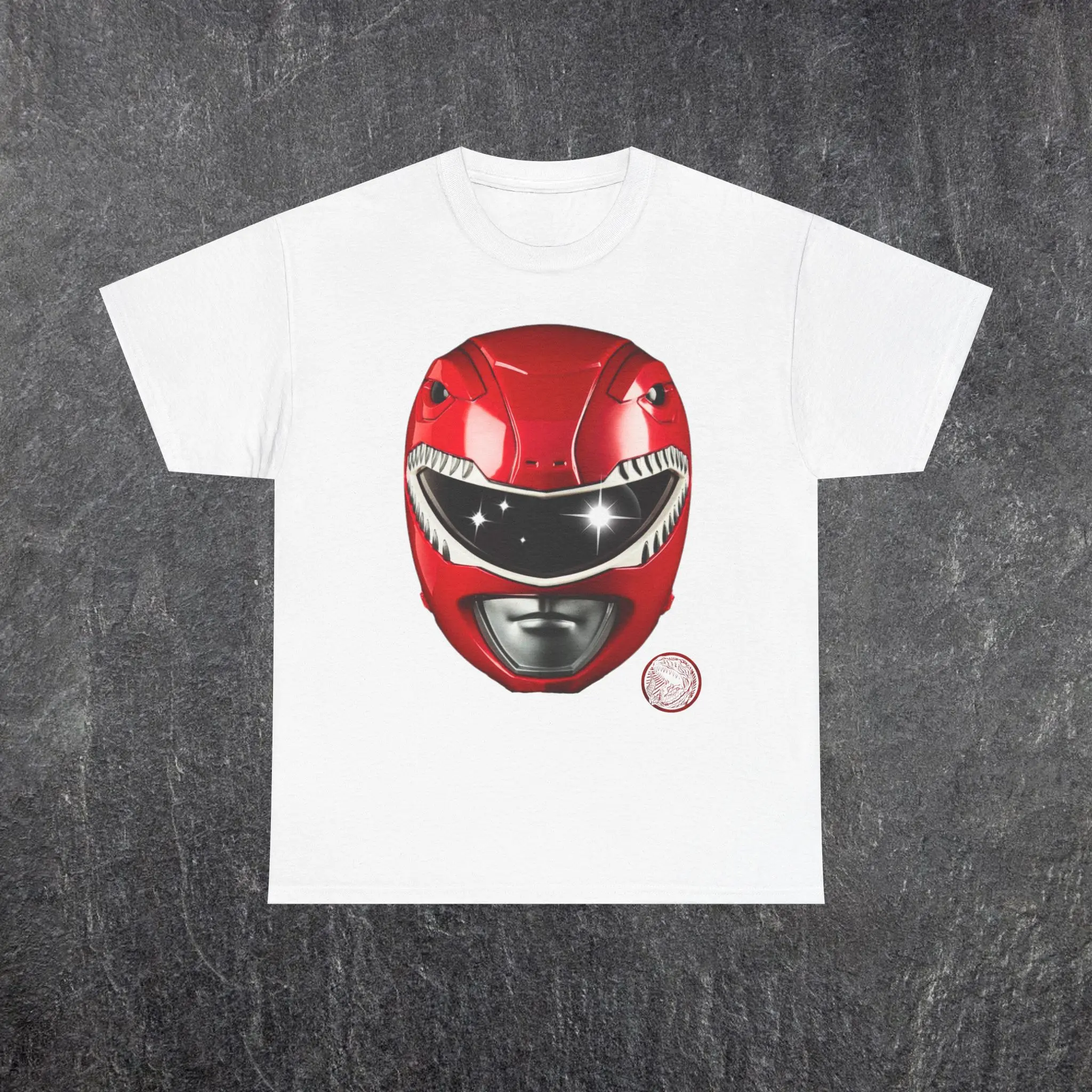 Red Power Ranger MMPR Tee - Casual Vintage Graphic T-Shirt with Red Mask Design, Oversized Fit, Classic Style