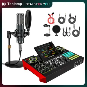 Tenlamp G10-Series Audio Mixer, Live Sound Card with XLR Microphone Connector, Professional Chipset, 48V Phantom Power Supply, One Touch Noise Reduction, One Touch Voice Change for Podcast,Recording,Vocal,Game Voice#SummerWins #DealsForYouDays