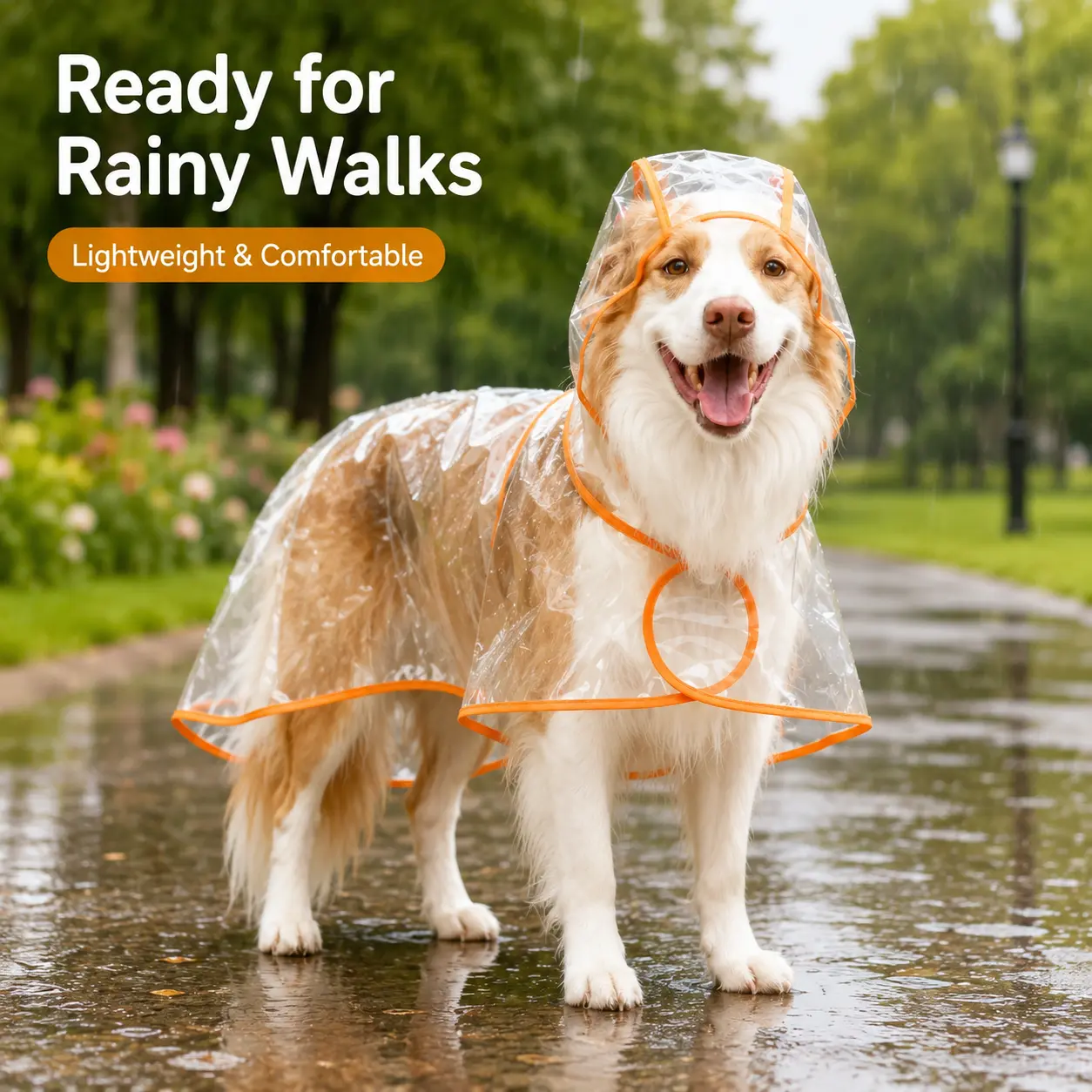 Transparent Waterproof Windproof Dog Raincoat - Universal Adjustable Fit, Easy to Wear, Leash Hole, Unobstructed Vision, Unrestricted Bathing Needs, Loose Belly Design for Chihuahuas to Labradors (3XL,4XL Sizes) for Daily Walks