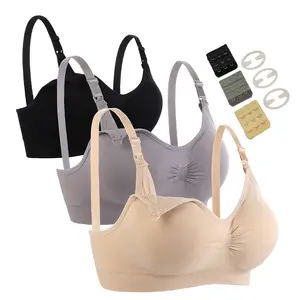 3 Pack Nursing Bras for Breastfeeding Maternity Bra Wireless Seamless Sleeping Bralette for Women with Extra Extenders Pregnant