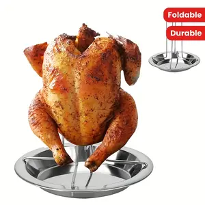 1pc Roasting Chicken Rack, Upgraded Stainless Steel Chicken Rack, Vertical Roasting Rack, Roasting Chicken Rack, for Grill Pan Oven Barbecue, Kitchen Accessories, BBQ Accessories, Barbecue Utensils