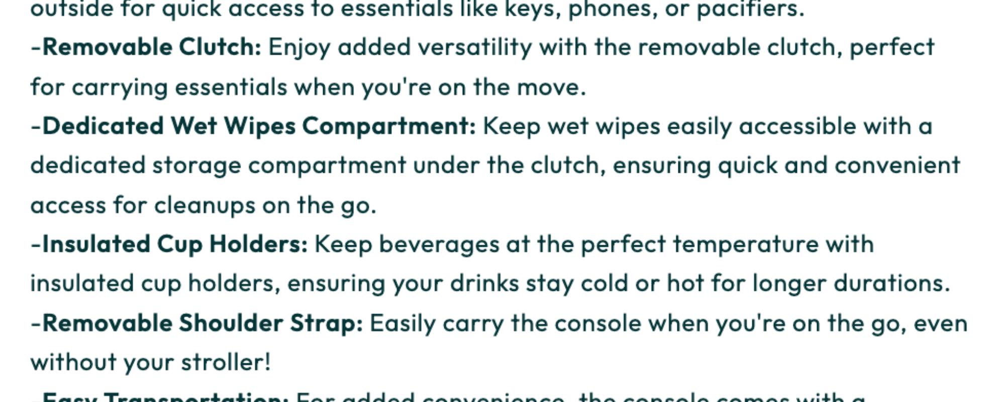 Parent Console with Insulated Cup Holders