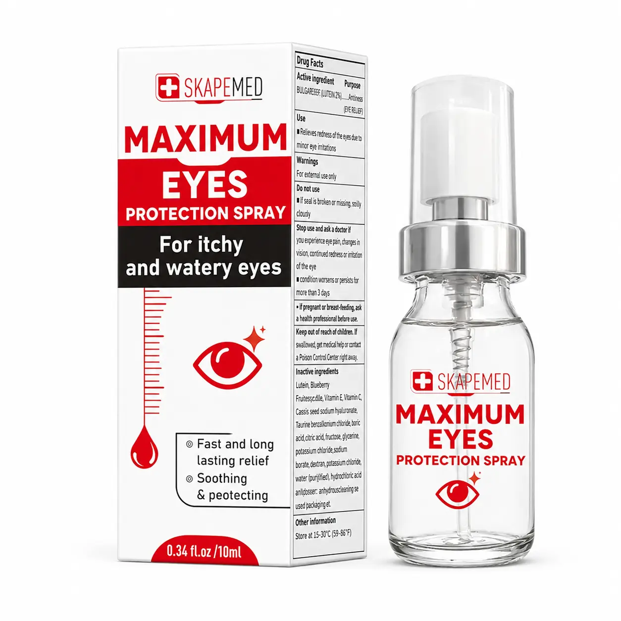 Hydrating Eye Spray with Lutein & Vitamin E - Antioxidant Daily Care for Soothing Dryness, Strain Relief & Eye Health, Fragrance-Free, Paraben-Free, Hydrating Moisturizer, Hydrate