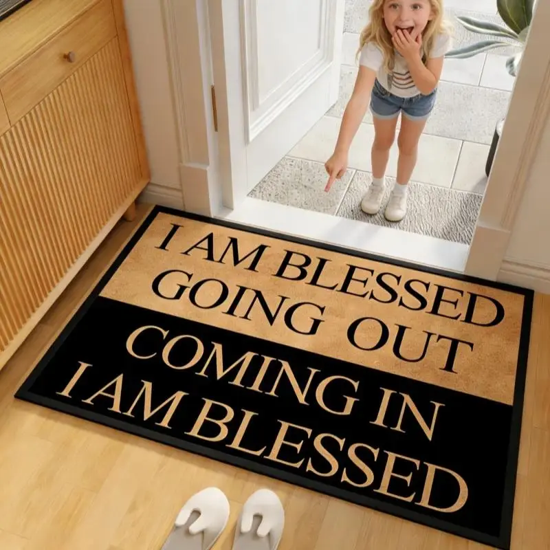 Blessing Letter Pattern Door Mat, Indoor Door Mat, Creative Room Decoration Rug, Suitable For Living Room, Bedroom, Dormitory Entry Mat