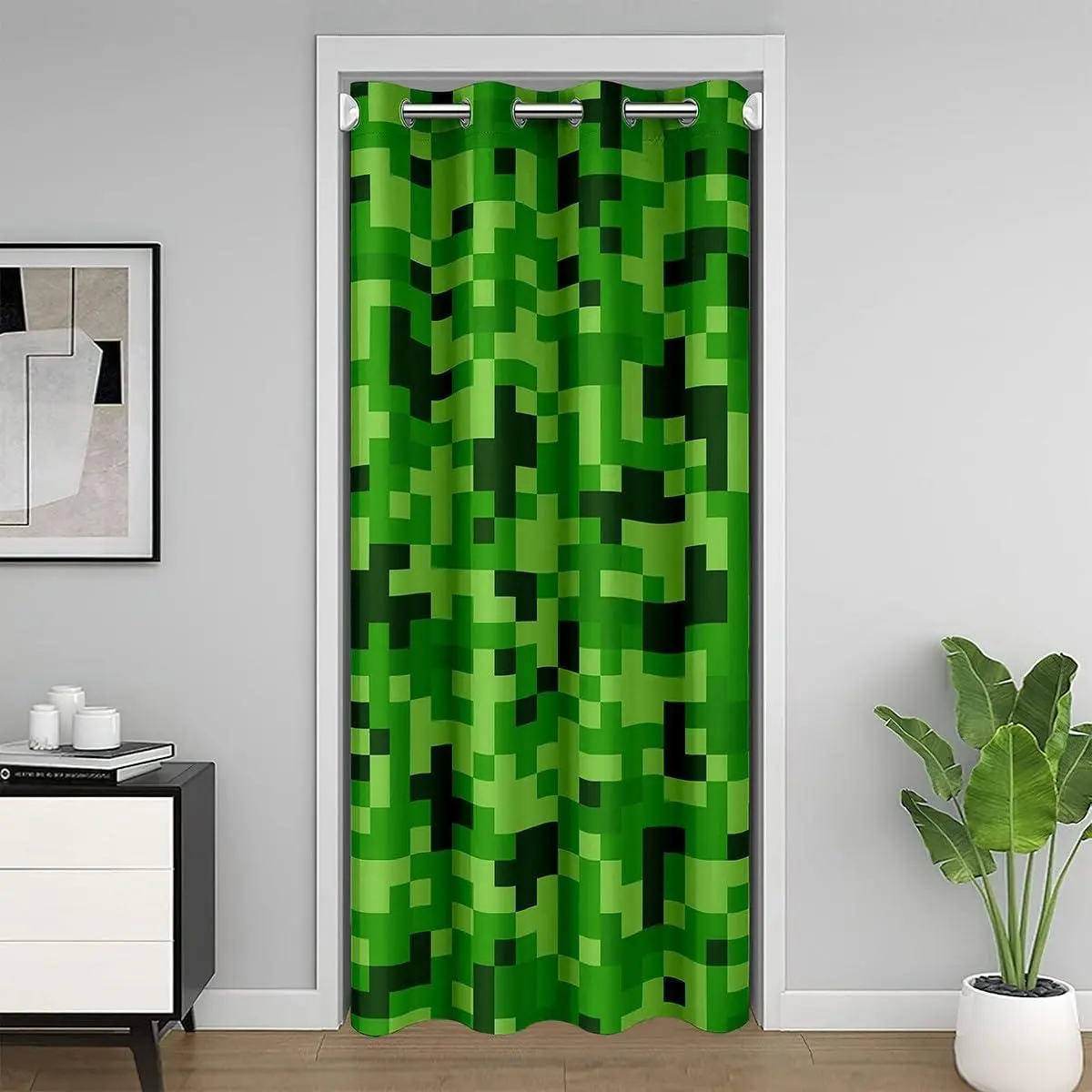 Green ated Themed Gamer Doorway Curtain Gift,Video Games Door Drape Bedroom Decor,Cartoon Gamepad Blackout Curtain