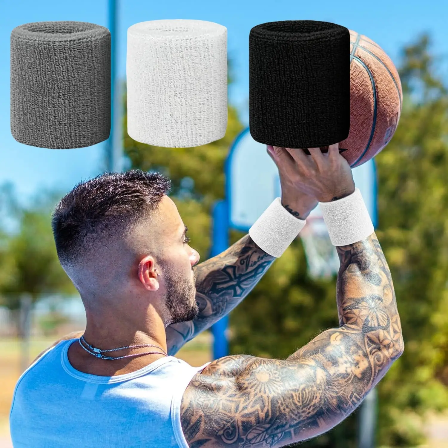 3-Pack Moisture-Wicking Sports Wrist Guards, Compression Arm Sleeves for Men and Women, Ideal for Basketball, Soccer, Running, Gym