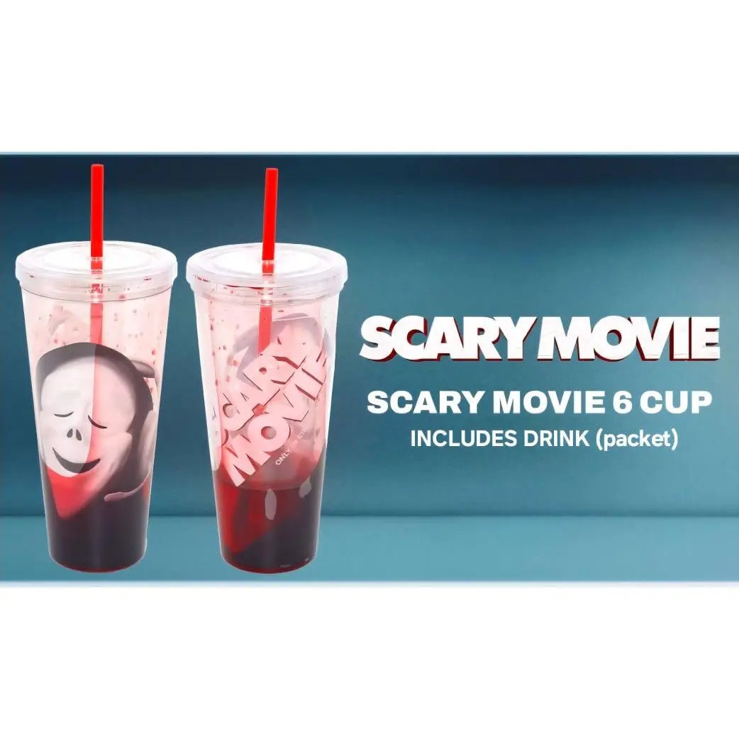 new Scary Movie 6 Cup with Fake Blood Effect and Scary Movie Logo - Includes Hawaiian punch Packet.