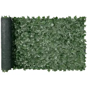 Green Artificial Privacy Fence Rectangular Panel (39x98 in) - Outdoor Privacy Wall with Mesh Cloth Backing, Strengthened Joints, Faux Ivy Vine Leaf Decoration for Garden, Balcony