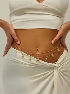 Women's Sea Star Shell Coconut Tree Pendant Waist Chain Set, Jewelry, Sexy Body Chains for Parties & Daily Wear, Perfect Gift Idea