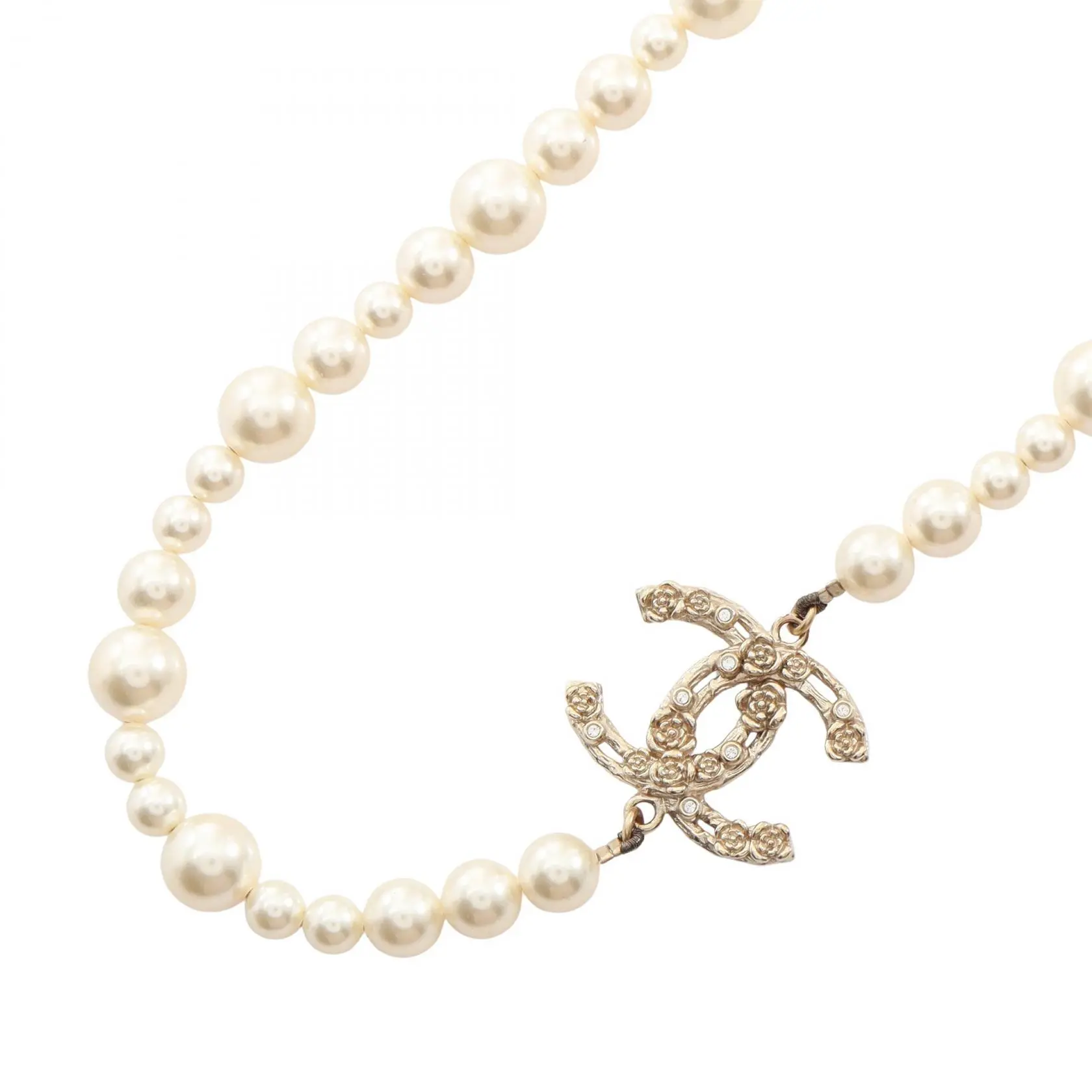 Pre-owned CHANEL Gold-plated Small Leather Goods Coco Mark Necklace