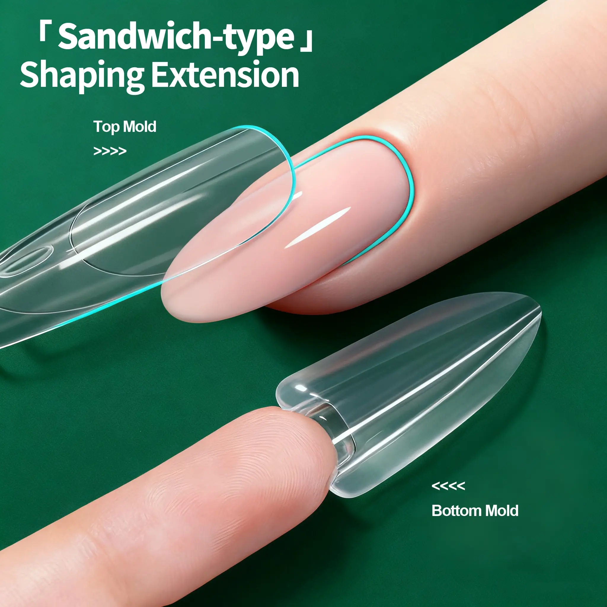 240PCS Sandwich Nail Dual Forms Set, Nail Art Tool, Nail Art Supplies, Professional Oval & Coffin Nail Molds for Precise Shaping & Full C-Curve, DIY Nail Extension Kit for Home Salon & Nail Artists