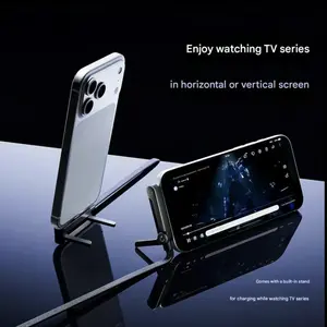 Outdoor mobile portable indoor travel tool 240W fast charging data cable | Woven material, foldable stand, black - Dual-purpose fast charging cable for phone charging and desktop video viewing, Type-C to Type-C, USB-C interface type