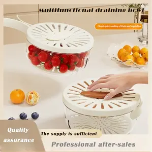 Quality Assurance 2-in-1 Kitchen Colander & Storage Basket Set Multifunctional Fruit and Vegetable Washing Bowl with Strainer Lid and Handle Fruit Washer Drainer Container Set Perfect for Home and Restaurant Use Utensils Uncharged