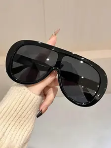 Large Size Single Piece Glasses, Simple Decorative Fashion Sunglasses with Polycarbonate Lenses, Unisex Wide Frame, All Seasons Wear, Perfect for Daily Shopping, Dates, Driving