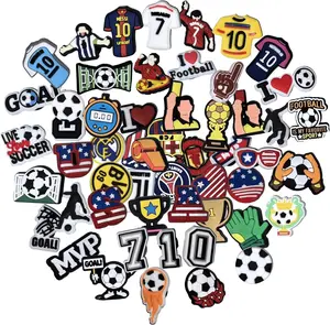 50 Pcs Soccer Shoe Charms for Boys Men - PVC Construction Sports Theme Designs - Cute DIY Clog Sandals Decoration Accessories
