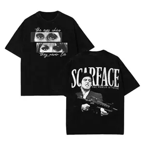 🎬[Graphic Tee]"Scarface Graphic Tee for Men – Iconic Black Crew Neck T-shirt with Bold Movie Print, 100% Cotton Stylish Short Sleeve Tee, Perfect for Movie Fans, Streetwear Enthusiasts, Funny T-shirt Gift for Men, Summer Casual Wear, Retro Movie Apparel"