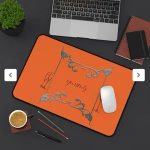 Champagne Frame Desk Mat | Orange Decorative Mouse Pad