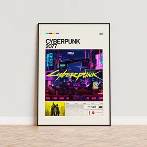 ROMULO Cyberpunk 2077 Poster, Video Game Poster, Minimalist Game Print, Gaming Room Poster, Gamer Gift, Gaming Wall Art