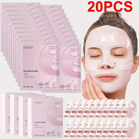 Xioimy Collagen & Niacinamide Moisturizing, Nourishing Gentle Gel Face Mask Hydrating Facial, Hydrating, Brightening & Radiant Skin, Suitable All Skin Types, 20pcs Set, Moisturize, Hydrate, Moisture