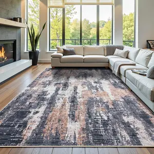 8x10 Area Rugs for Living Room Rug Washable: Abstract Large Rug for Dining Room Bedroom Carpet Non Slip 8 by 10 Indoor Modern Nursery Home Office Grey