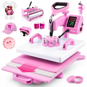 AKEYDIY 15" X 15" Heat Press Machine, 5 in 1 Professional Sublimation Machine Digital Heat Transfer with 360° Swing Away Design for T-Shirts/Tumbler/Mug/Hat/Plate/Cap, Industrial-Quality Press Machine with 30OZ Tumbler Press