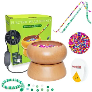 Electric Bead Spinner - Clay Bead Spinner with 2PC Beading Needles and Seed Beads, Waist Beads Kit, Bead Spinner for Jewelry Making, Speed Adjustment Electric Beading Tools (Original)