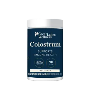 Great Lakes Wellness Colostrum Powder 1200mg Bovine Colostrum per Serving 90 Servings per Tub Unflavored for Immune Health Support