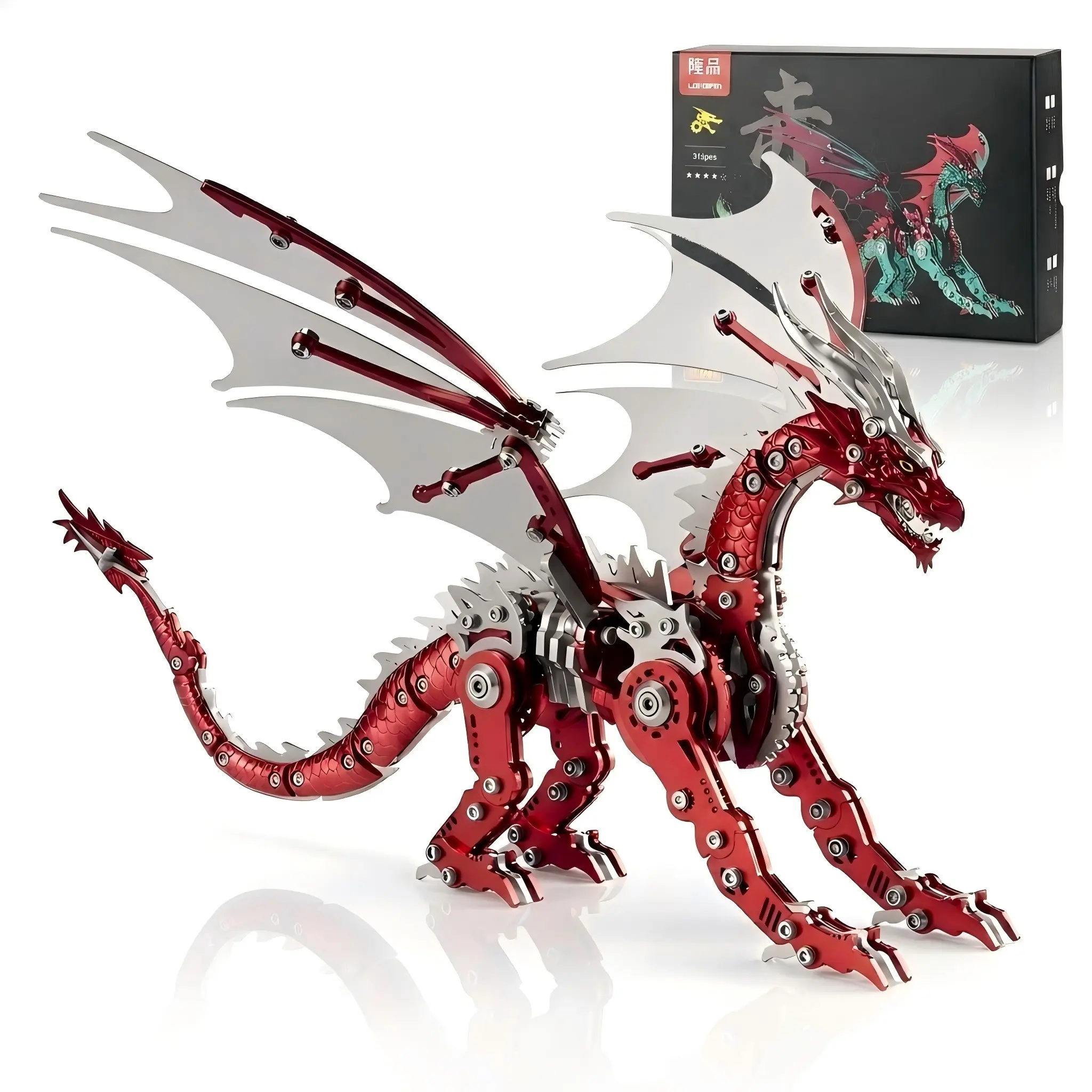 3D Metal Mechanical Dragon DIY Model Kit, Precision Stainless Steel Screw Assembly, Movable Parts, No Glue Required, Collectible Display Model — Ideal for Creative Gifting, Handcrafting and Model Collection