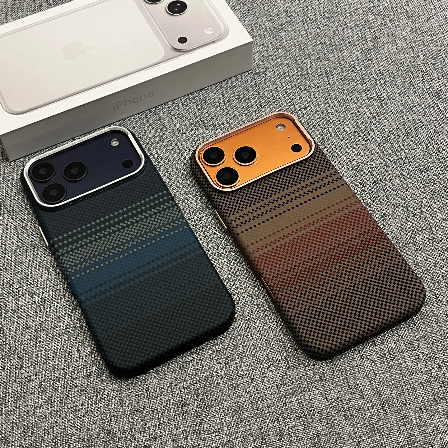Magnetic Carbon Fiber Striped Slim Smartphone Case with Kickstand, Shockproof Hard Casing for iPhone 12-17, Vintage Mobile Phone Accessories with Wireless Device Compatibility & Enhanced Protection, Handheld