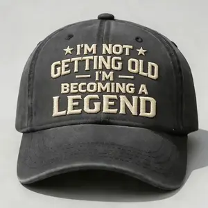 Im Not Getting Old Im Becoming A Legend Embroidered Hat, Vintage Washed Dad Cap, Funny Aging Humor Baseball Cap, Adjustable Unisex Gift For Men Women