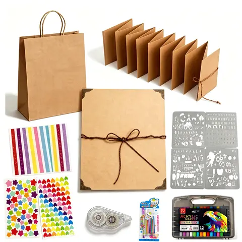 99+ Inch Accordion Foldable Scrapbook Album - Scrapbooking DIY Kit with Stretchable Memory Book, Sticker Album, Art Markers & Supplies, Anniversary Gift for Her, Gifts For Girlfriend