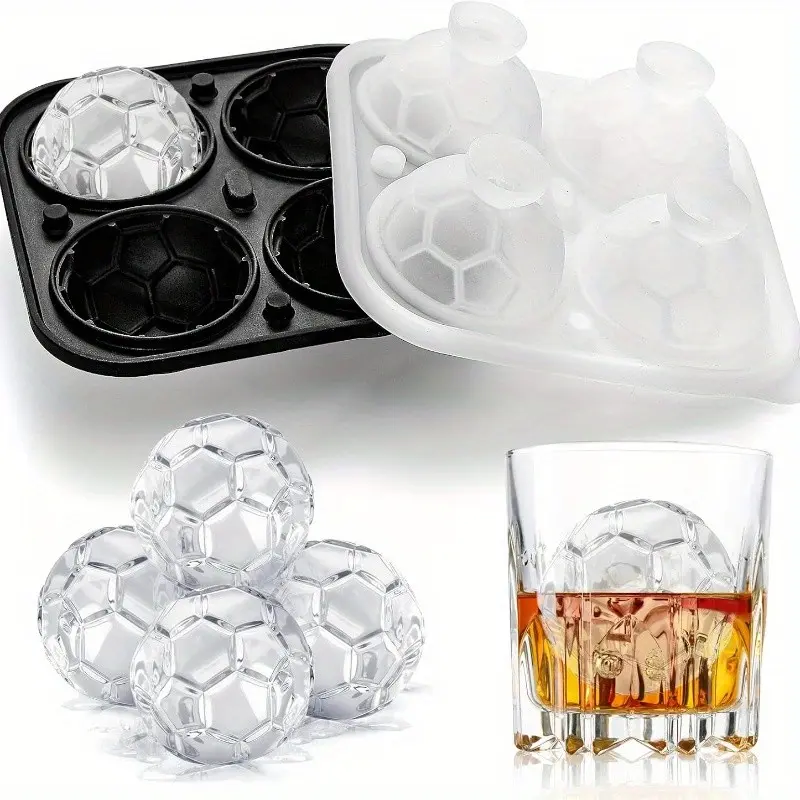 Round ice cube molds, Ice cube maker, Silicone fun soccer ball shapes, summer ice molds, Cocktail Ice Cubes, Spherical Ice Cubes, large ball ice cube molds for whiskey, bourbon, party drinks, Drink Accessories, the perfect gift for soccer enthusiasts