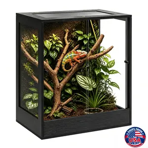 PROLEE 90 Gallon 32" x 18" x 36" Tall Reptile Terrarium, Glass Chameleon Cage, Vertical Crested Gecko Tank with Ventilated Mesh Top, Front Opening Rainforest Habitat  Sliding Doors