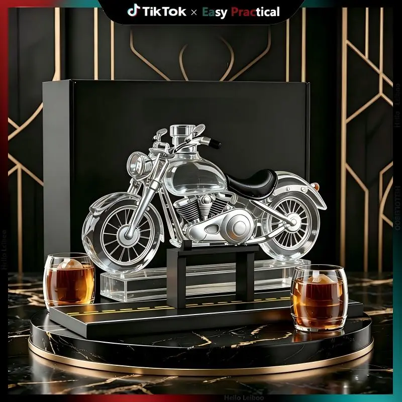 【DealsForYouDays】Motorcycle Whiskey Decanter , Liquor Dispenser for Home Bar, Unique Birthday & New Year Gift for Father, Boyfriend, Anniversary, Biker & Motor Lover - Fathers Day Gift!