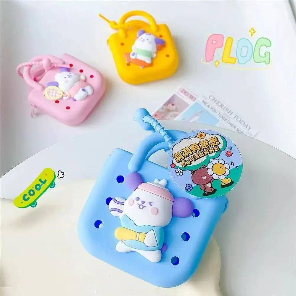 Cute Sports Puppy Mini Silicone Handbag Keychain, Portable Small Coin Purse, Cartoon Zipper Storage Pouch, Lovely Gift For Girls Kids