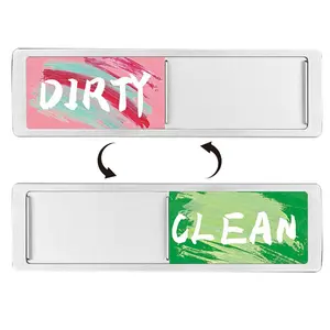 Sliding Dishwasher Clean/dirty Status Indicator, Artistic Brush Design, Strong Magnetic Backing, No Drilling Installation, Kitchen Accessory