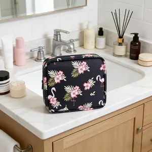 2-in-1 Sanitary Napkin & Makeup Bag Portable Menstrual Pad Organizer Floral Design Leak-Proof Travel Pouch Zippered Compact Feminine Hygiene Holder for Pads Tampons Liners Lightweight Durable Must-Have Travel Organizer