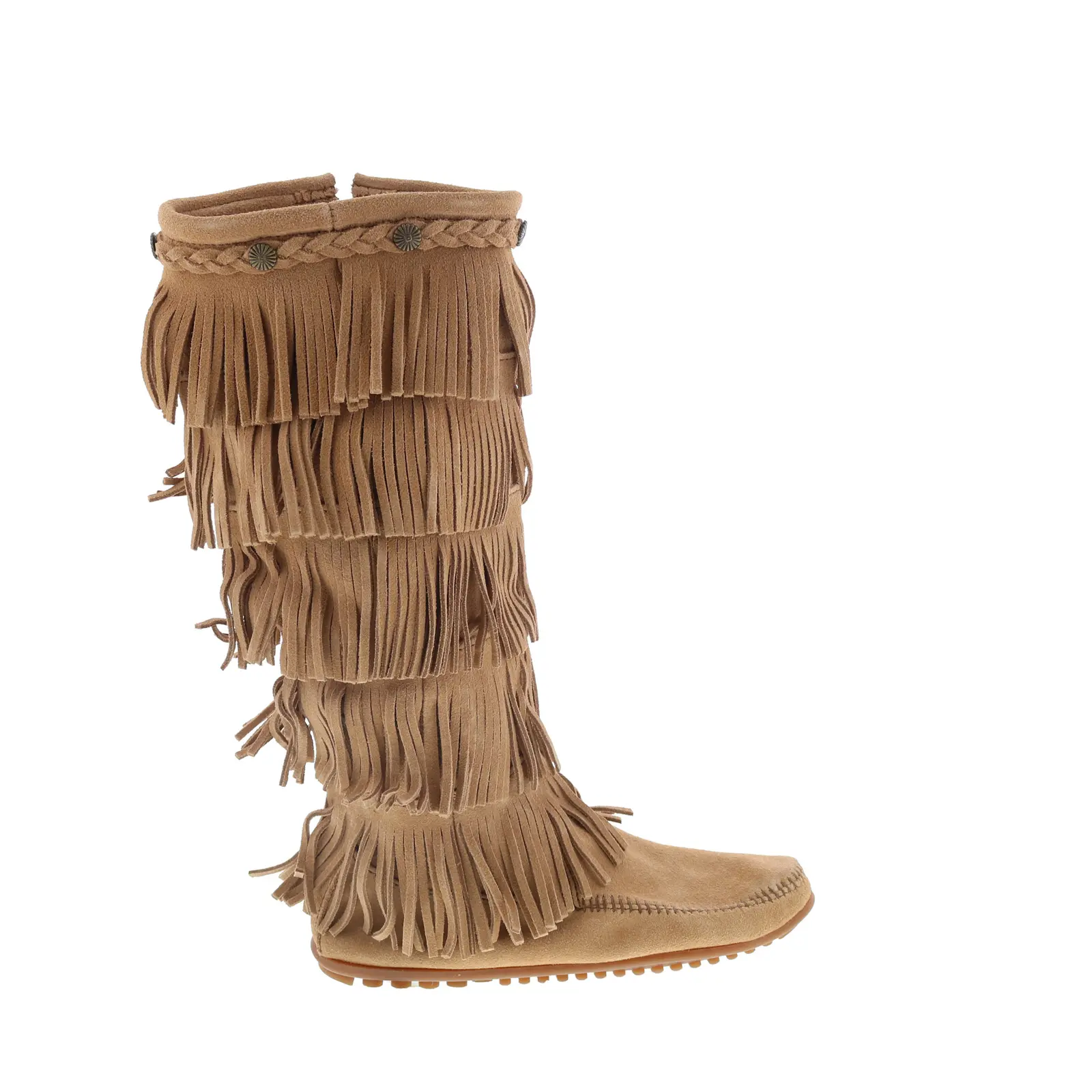 Minnetonka 5 Layer Fringe Boot 1657T Womens Brown Suede Mid Calf Boots