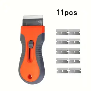 Retractable Cleaning Scraper with Replacement Head, Telescopic Adjustable Portable Cleaning Scraper Tool for Scraping and Removal of Labels, Stickers, Decals and Paint from Glass, Stove and Surfaces, Cleaning Scraper Tools