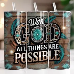 With God | 20oz Skinny sublimation tumbler transfer print out (TRANSFER ONLY, NOT A FINISHED TUMBLER)