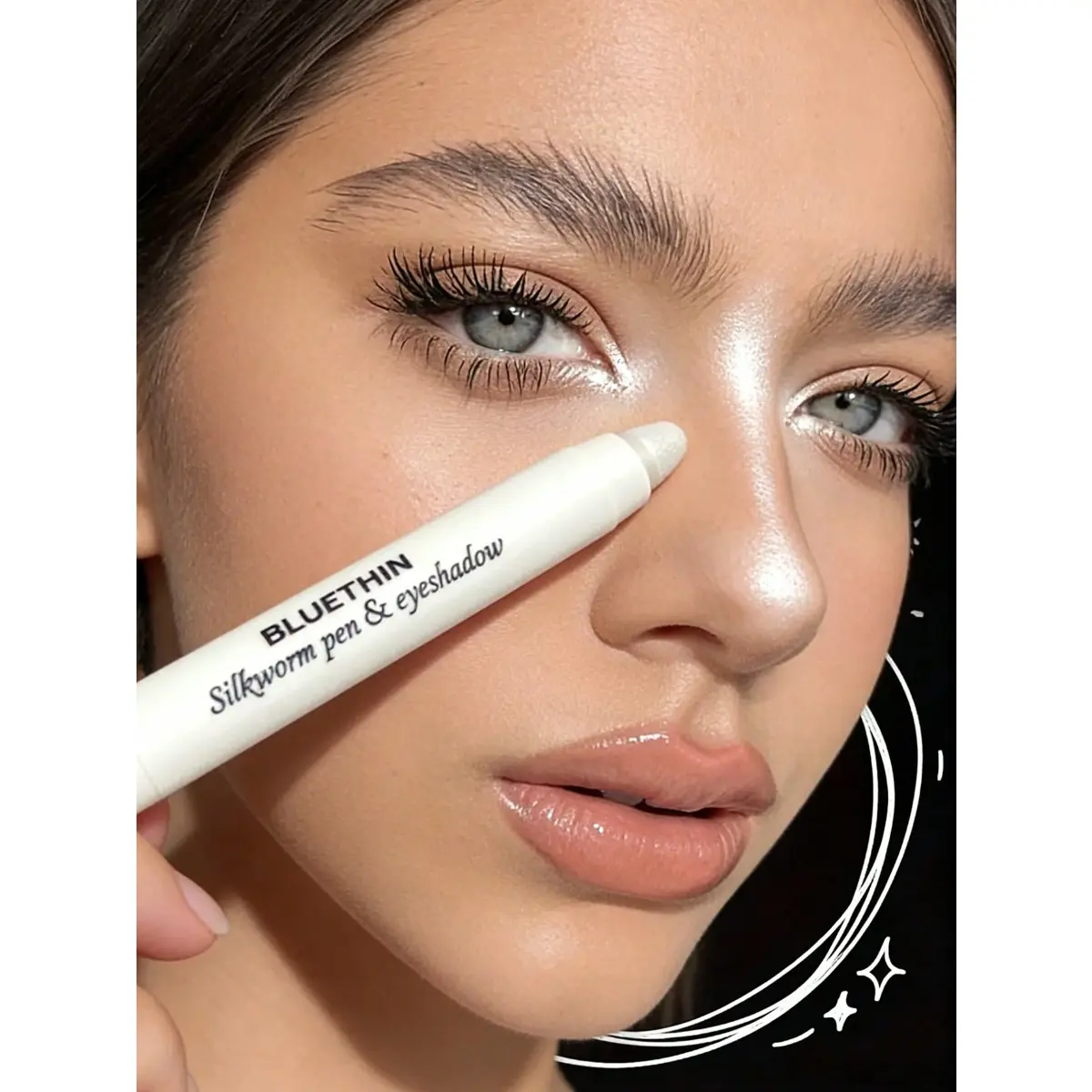 Shimmering Eye Highlighter Pencil, Long-Lasting Brightening Eye Shadow Pencil, Pearlescent White Shimmery Eyeshadow Blending Pencil, Music Festival Eye Makeup, Glitter Shimmer Eyeshadow, Shimmer Eyeshadow Stick