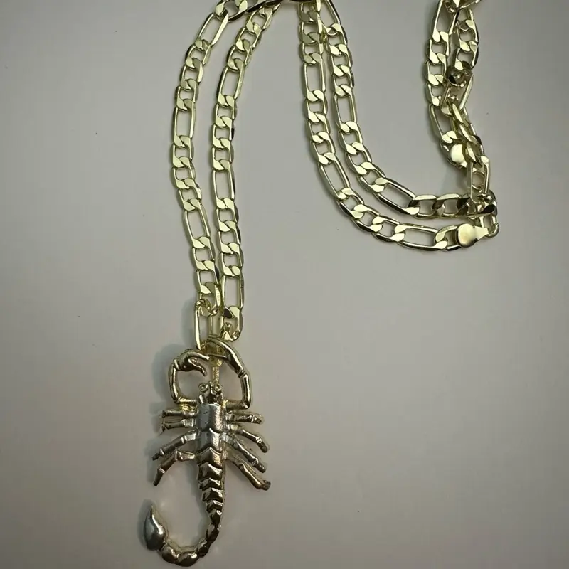 Scorpion Pendant With With 24” Figaro Chain- Gold Plated